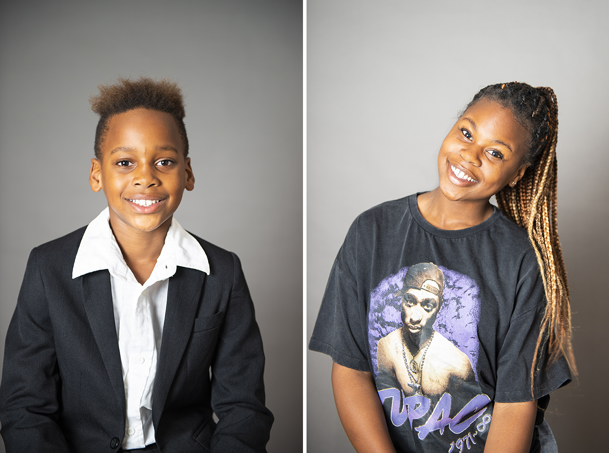 brother and sister studio portrait