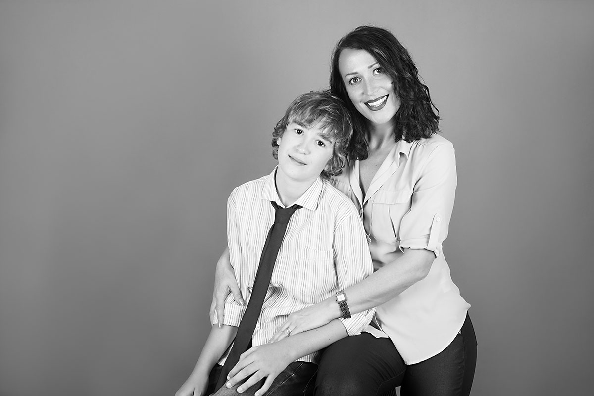 beautiful studio family portrait in black and white