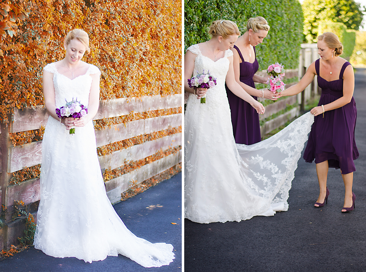 beautiful bride and bridal party on a back yard before wedding ceremony NZ