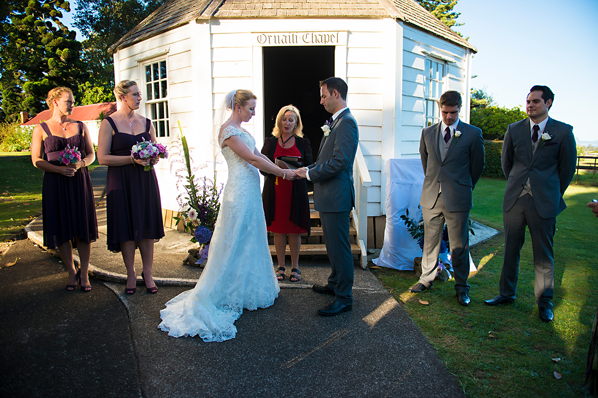 wedding ceremony at the chappell - heritage poark Whangarei NZ