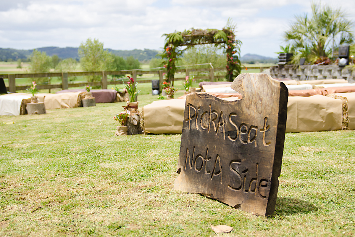 wedding ceremony set up on a farm in NZ