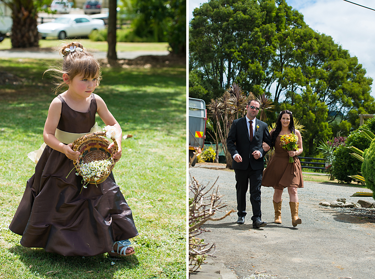 bridal party and flower girl