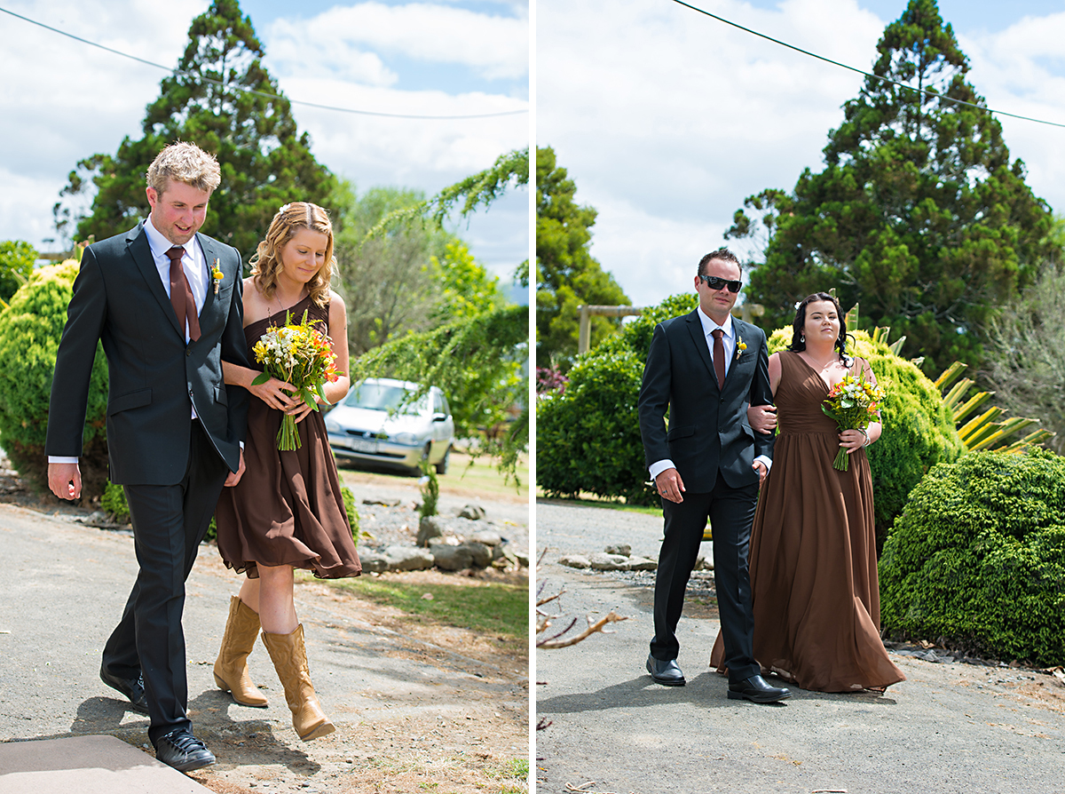 bridal party going to the receiption that was help on the farm in beautiful Northlnad NZ